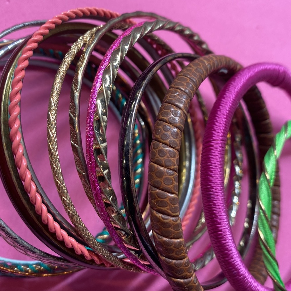 Stack Of Y2k Style Bangle Bracelets Bundle - image 3
